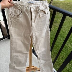 Zara Cream Stretch Ankle crop Jeans
